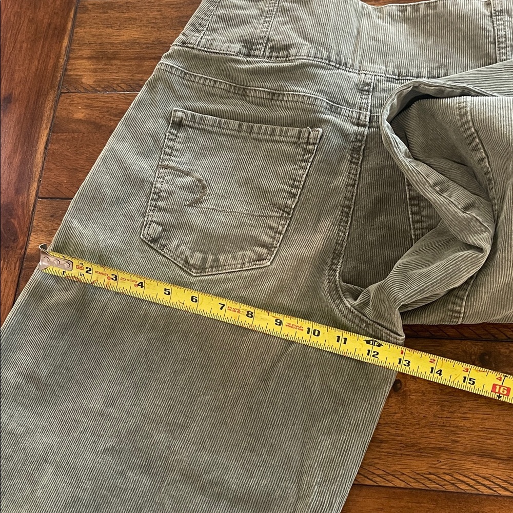 American Eagle Corduroy pants Super Stretch high waisted wide leg olive green 8 - Picture 13 of 16